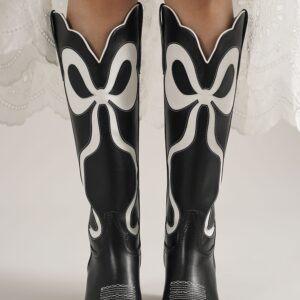 Western Boots With Bow Detail Black