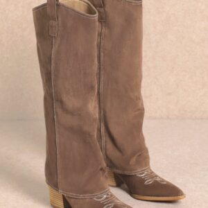 Pamela Suede Cowgirl Boots Brown