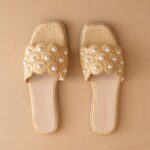 Pearl Raffia Slide Sandal Natural