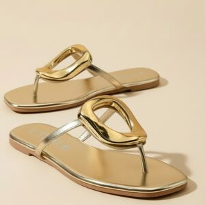 Gold Buckle Detail Sandals Metallic Gold