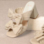 Lucy Bow Mid Heel Beige