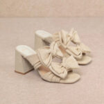 Lucy Bow Mid Heel Beige